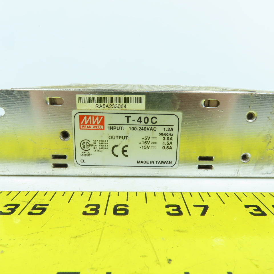 Mean Well T-40C +5 +15V DC Power Supply 100-240V AC 1.2A Input