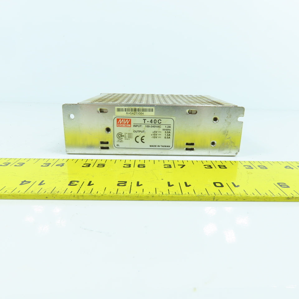 Mean Well T-40C +5 +15V DC Power Supply 100-240V AC 1.2A Input