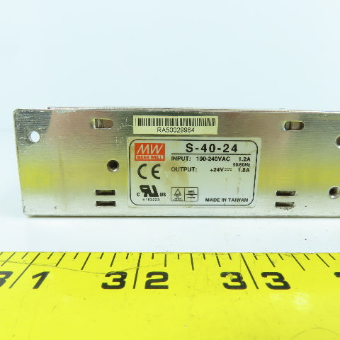 Mean Well S-40-24 +24V DC 1.8A Power Supply 100-240V AC 1.2A Input Lot Of 2