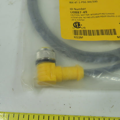 WK 4T-1-PSG 3M/S90 U0887-49 Cordset Cable Straight Male To Right Angle Female