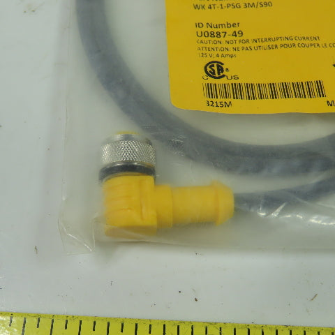 WK 4T-1-PSG 3M/S90 U0887-49 Cordset Cable Straight Male To Right Angle Female