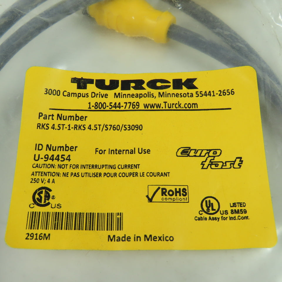 RKS 4.5T-1-RKS 4.5T/S760/S3090 Cordset Cable Straight Female To Straight Female