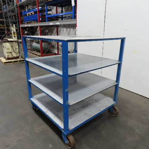 48" x 48" x 57-1/2" H 4 Tier Shelf Truck Mobile Parts Storage Rack W/ Casters