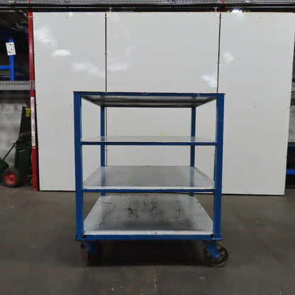 48" x 48" x 57-1/2" H 4 Tier Shelf Truck Mobile Parts Storage Rack W/ Casters