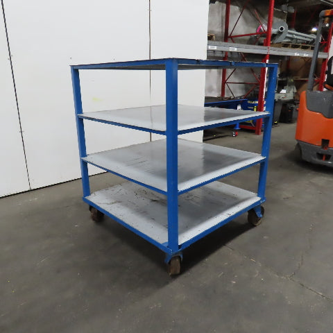 48" x 48" x 57-1/2" H 4 Tier Shelf Truck Mobile Parts Storage Rack W/ Casters