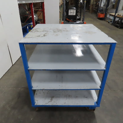 48" x 48" x 57-1/2" H 4 Tier Shelf Truck Mobile Parts Storage Rack W/ Casters
