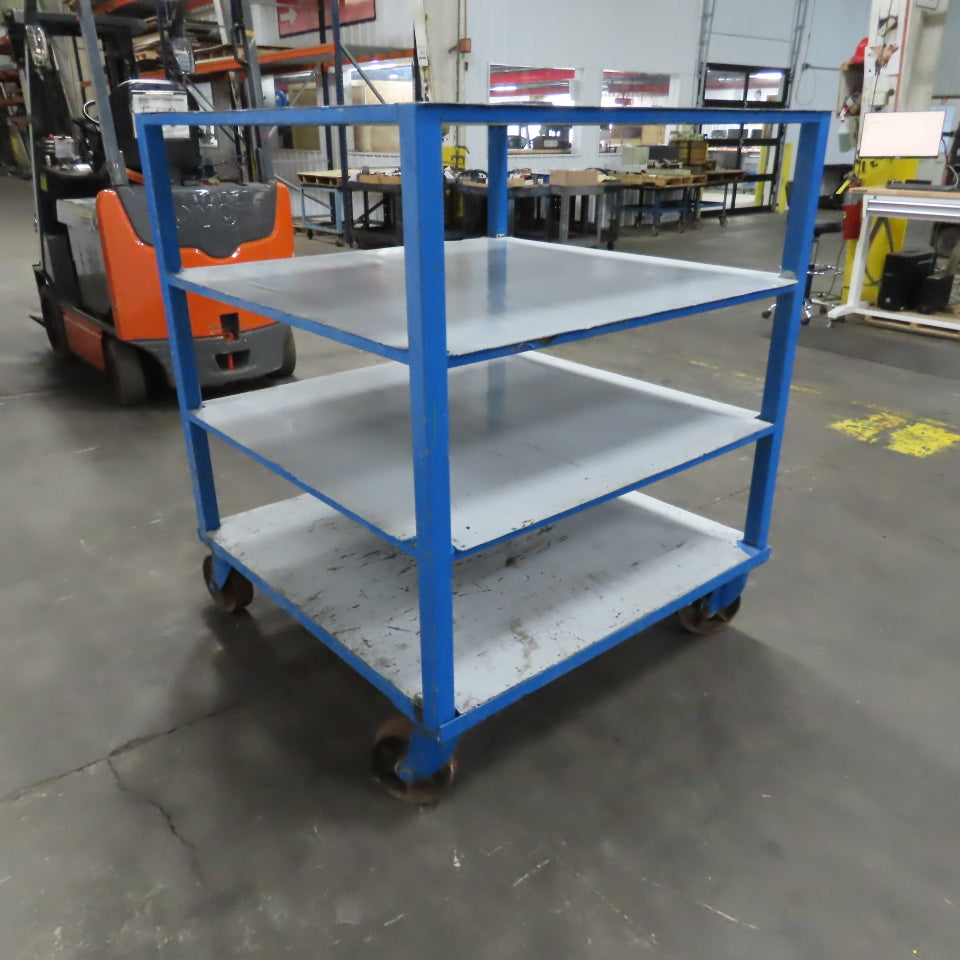 48" x 48" x 57-1/2" H 4 Tier Shelf Truck Mobile Parts Storage Rack W/ Casters