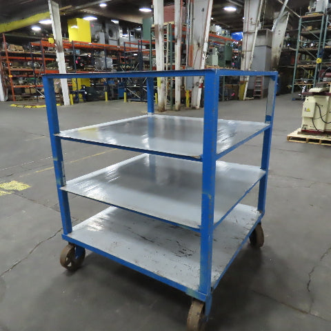 48" x 48" x 57-1/2" H 4 Tier Shelf Truck Mobile Parts Storage Rack W/ Casters