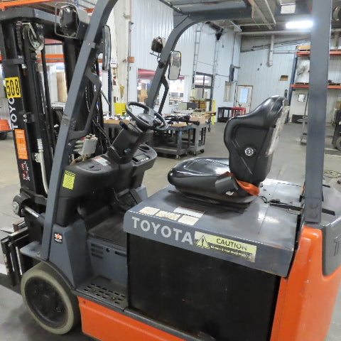 2014 Toyota 8FBCU25 5000 LB Electric 48V Forklift 3-Stage 189" Lift W/ Sideshift