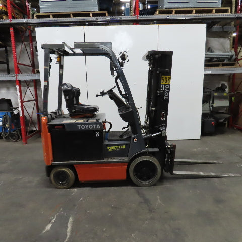 2014 Toyota 8FBCU25 5000 LB Electric 48V Forklift 3-Stage 189" Lift W/ Sideshift