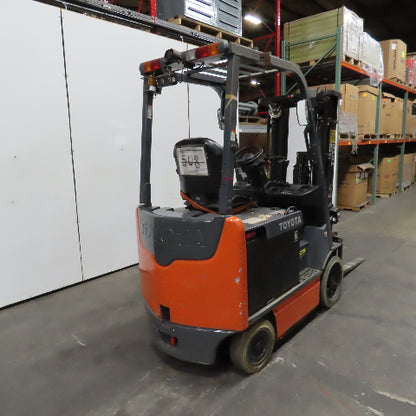 2014 Toyota 8FBCU25 5000 LB Electric 48V Forklift 3-Stage 189" Lift W/ Sideshift