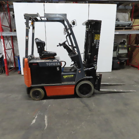 2014 Toyota 8FBCU25 5000 LB Electric 48V Forklift 3-Stage 189" Lift W/ Sideshift
