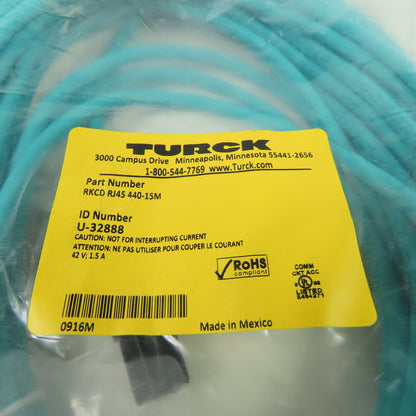 RKCD RJ45 440-15M U-32888 Ethernet Cordset Cable Straight Female To RJ45 Conn.