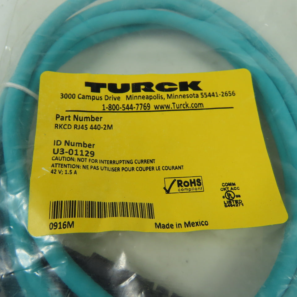 RSCD RJ45 440-2M U3-01129 Ethernet Cordset Cable Straight Female To RJ45 Conn.