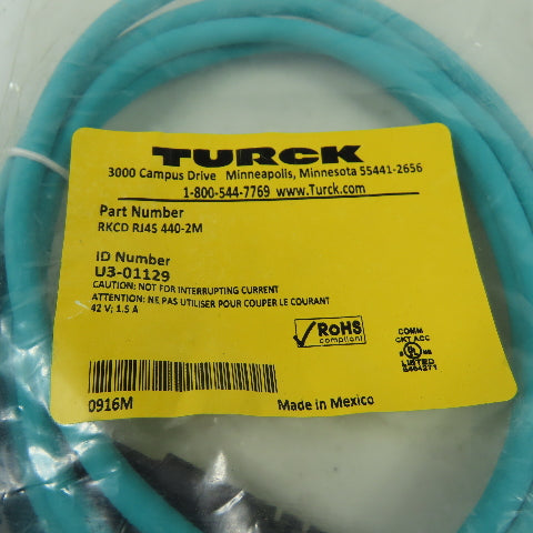 RSCD RJ45 440-2M U3-01129 Ethernet Cordset Cable Straight Female To RJ45 Conn.