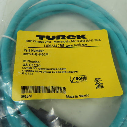 RSCD RJ45 440-2M U3-01129 Ethernet Cordset Cable Straight Female To RJ45 Conn.