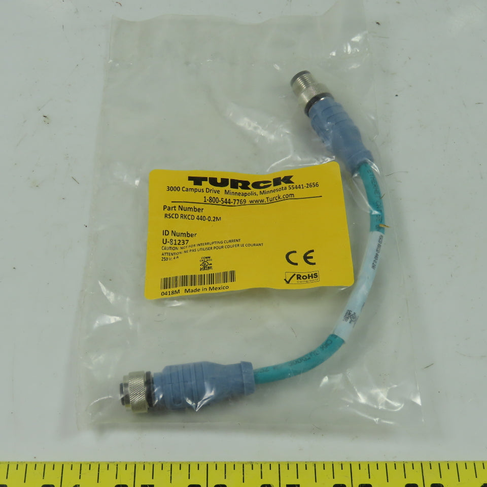 RSCD RKCD 440-0.2M Ethernet Cordset Cable Straight Male To Straight Female