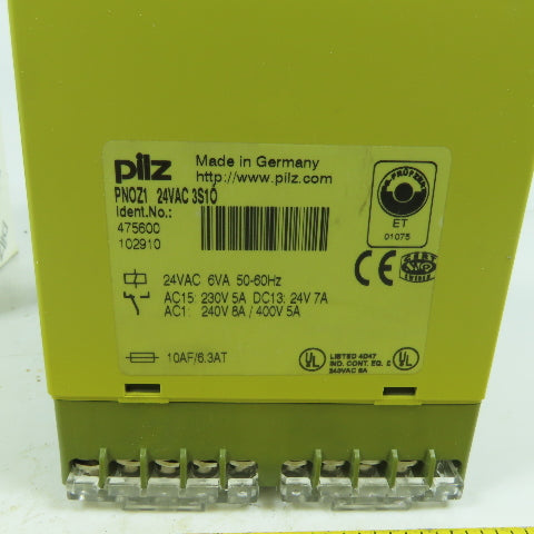 Pilz PNOZ1 24VAC 3S10 Rail Mount Safety Relay 24V AC 5A