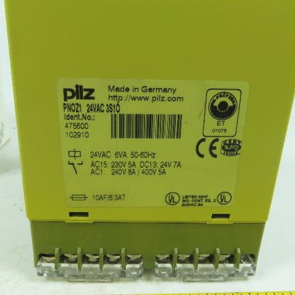 Pilz PNOZ1 24VAC 3S10 Rail Mount Safety Relay 24V AC 5A