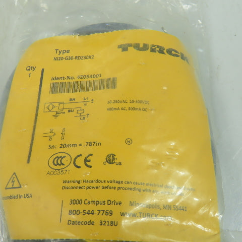 Turck N120-G30-RDZ30X2 Proximity Sensor 20-250VDC 10-300VDC