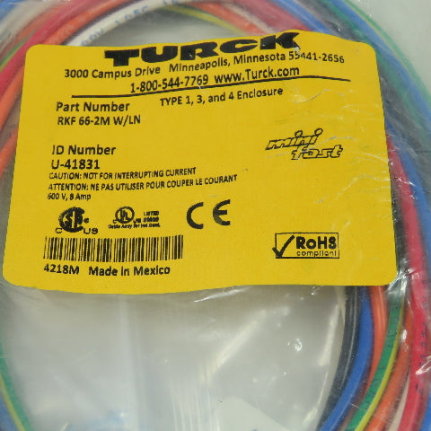 Turck RSF 96-1M/14.5/npt U-03811 Receptacle Connector Male 9pin 600V 7A Max