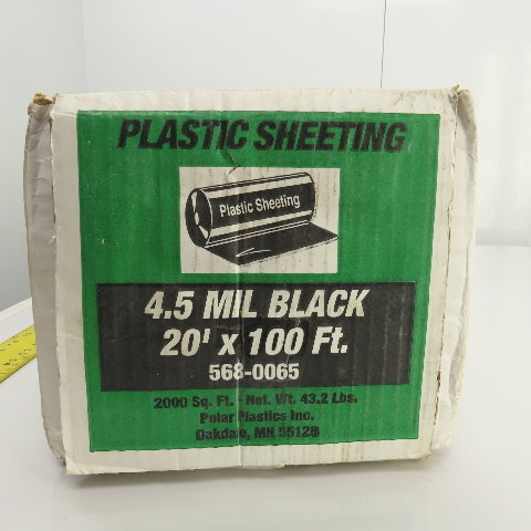 Polar Plastics 20' x 100' Multi-Purpose Plastic Sheeting 4.5MIL Black 2000 SQ FT