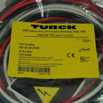 Turck RSF 44-2M/M20 UX13164 Receptacle Connector Male 4pin 600VAC 15A