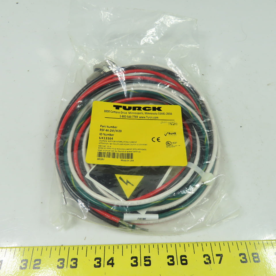 Turck RSF 44-2M/M20 UX13164 Receptacle Connector Male 4pin 600VAC 15A
