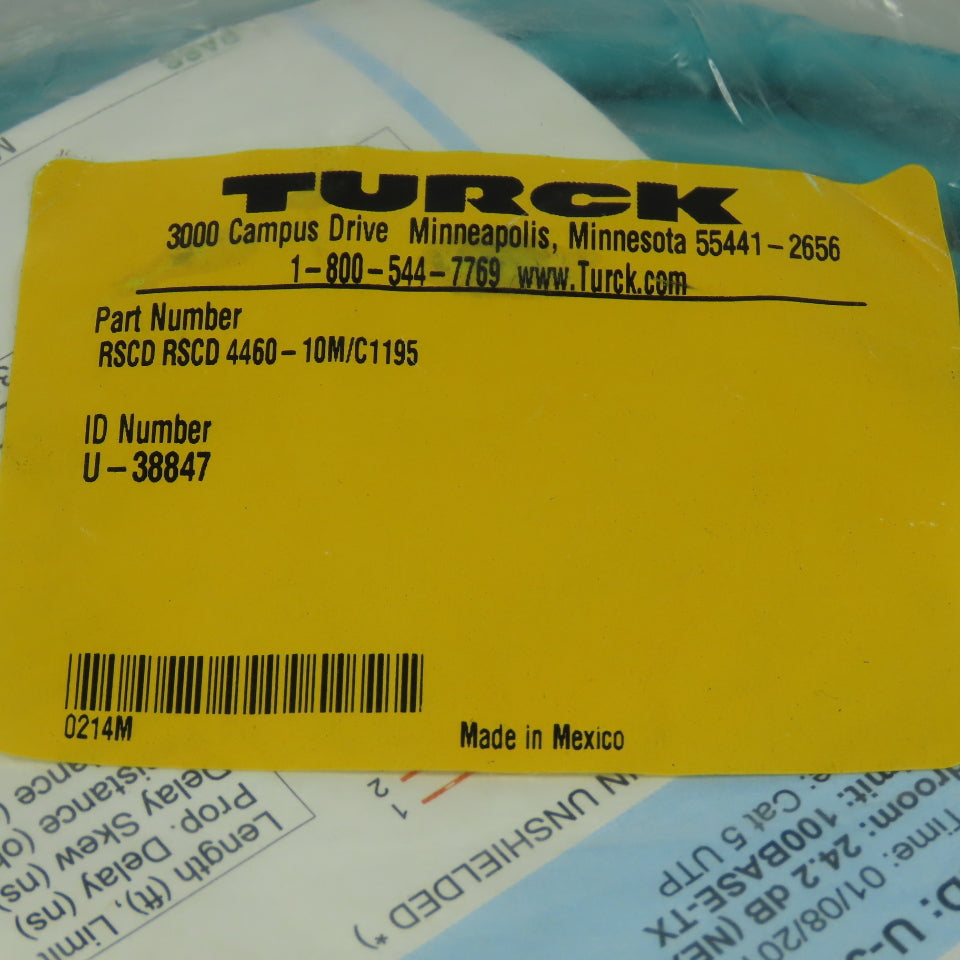 Turck RSCD RSCD 4460-10M/C1195 Ethernet Cable Straight Male To Straight Male