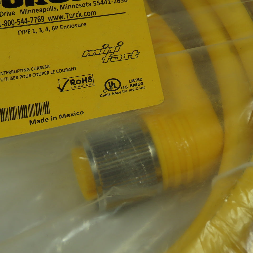 Turck WKM 106-5M U2-04434 Cordset Cable Right Angle Female To Cut End 10pin 600V