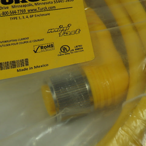 Turck WKM 106-5M U2-04434 Cordset Cable Right Angle Female To Cut End 10pin 600V