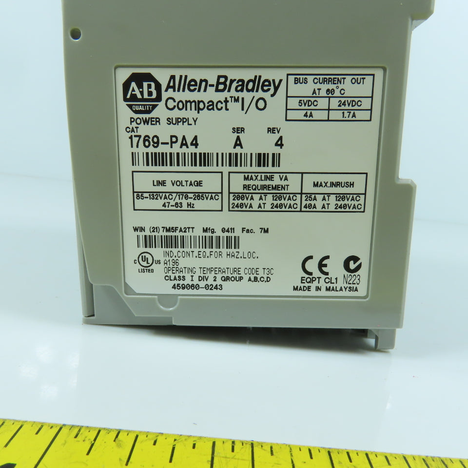 Allen Bradley 1769-PA4 Ser A Rev 4 Compact I/O Power Supply 85-132/170-265V AC