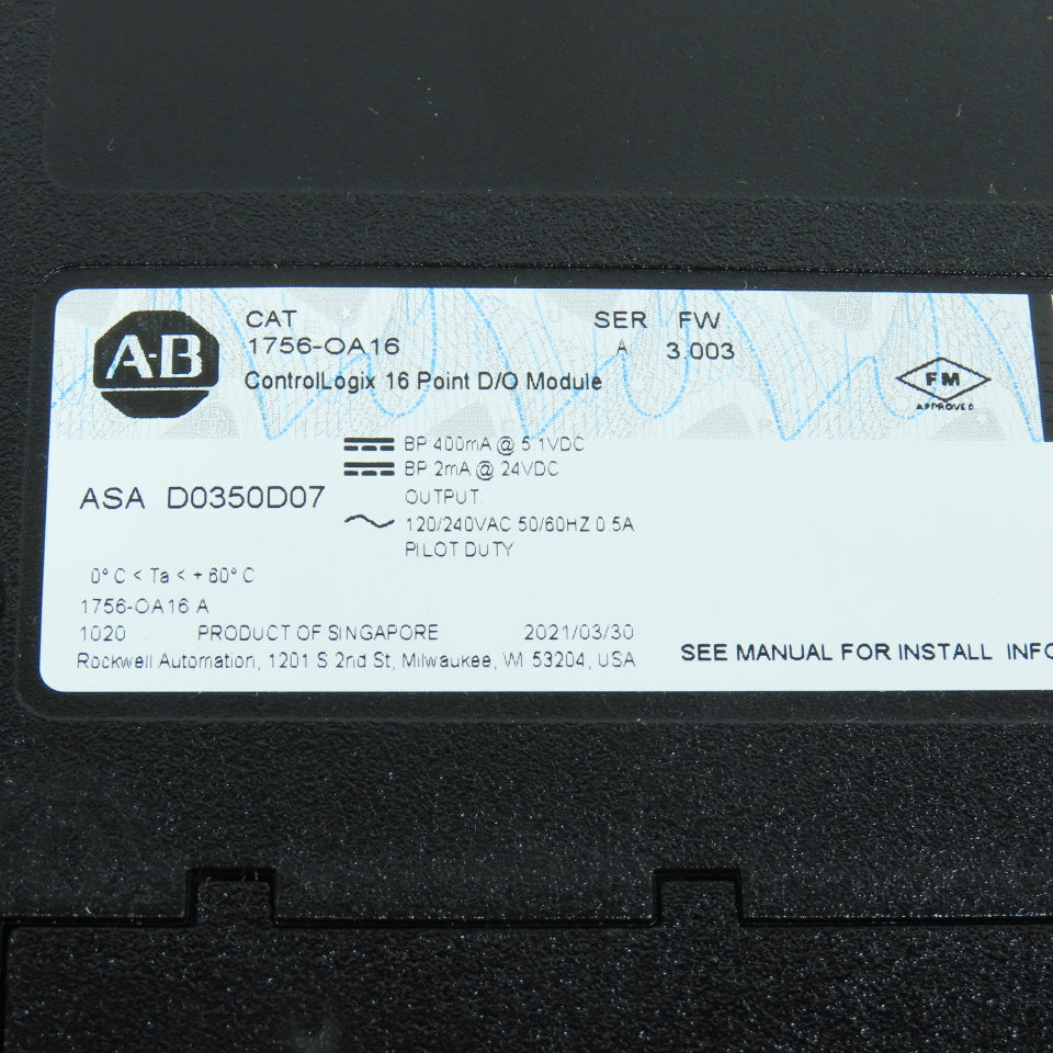Allen Bradley 1756-OA16 Ser A FW 3.003 ControlLogix 16 Pt. D/O Module