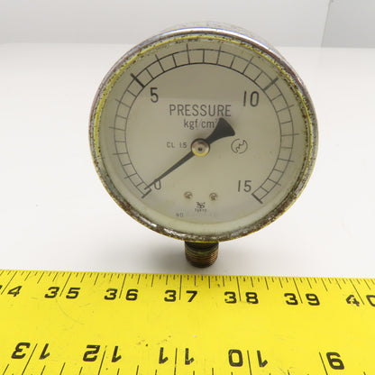 337446 0-15 kgf/cm2 Pressure Gauge 3" Dial 3/8" Bottom Port