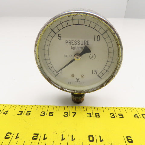 337446 0-15 kgf/cm2 Pressure Gauge 3" Dial 3/8" Bottom Port