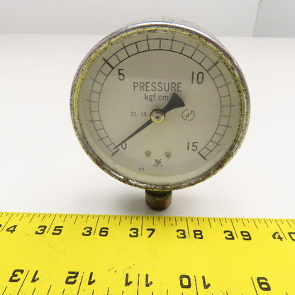 337446 0-15 kgf/cm2 Pressure Gauge 3" Dial 3/8" Bottom Port