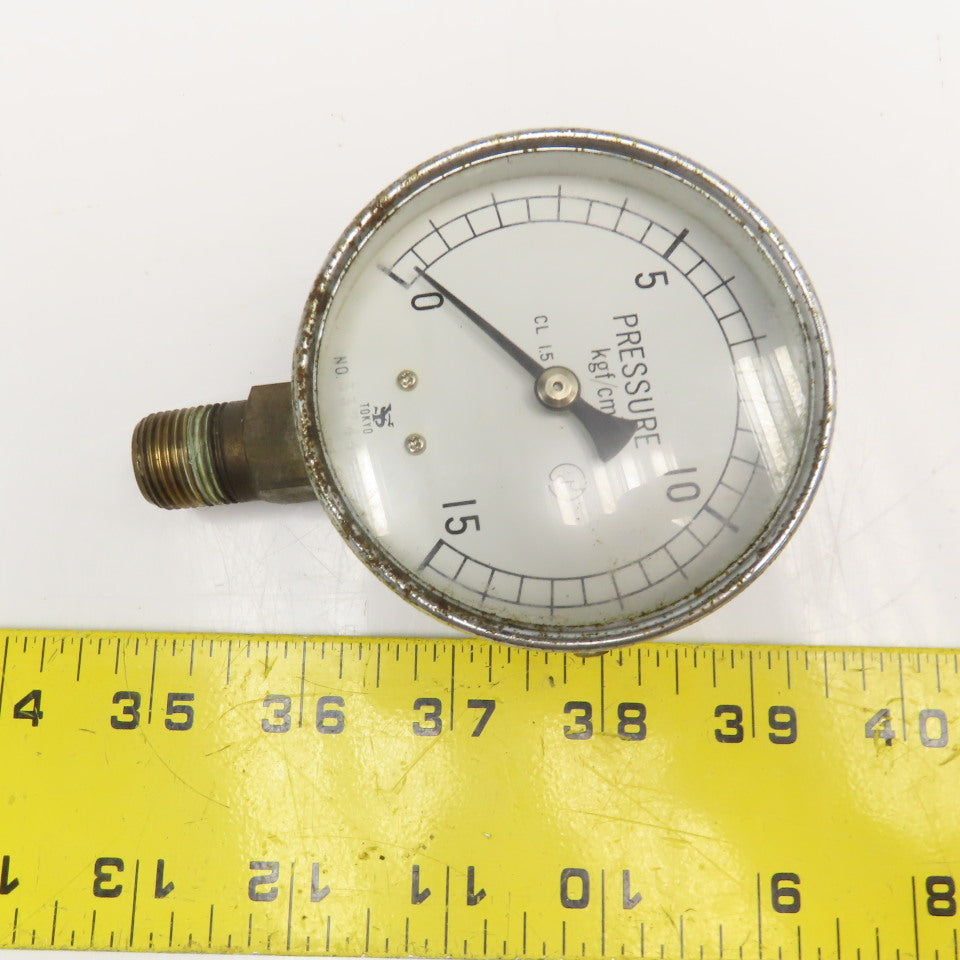 337446 0-15 kgf/cm2 Pressure Gauge 3" Dial 3/8" Bottom Port
