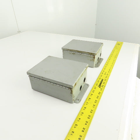 Hoffman 8" x 6" x 3" Electrical Enclosure W/ Backplate & Hinged Door Lot Of 2