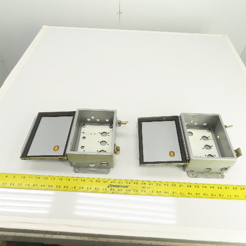 Hoffman 8" x 6" x 3" Electrical Enclosure W/ Backplate & Hinged Door Lot Of 2