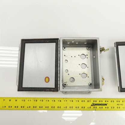 Hoffman 8" x 6" x 3" Electrical Enclosure W/ Backplate & Hinged Door Lot Of 2