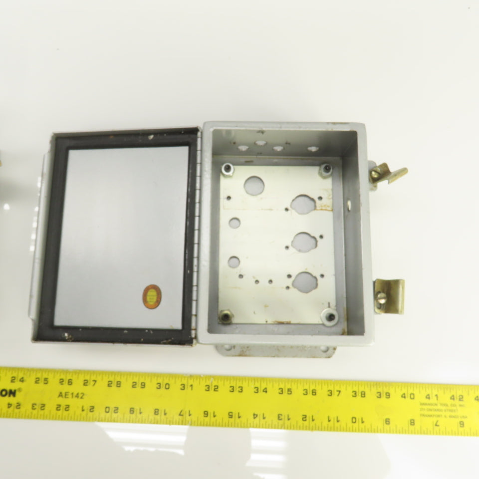 Hoffman 8" x 6" x 3" Electrical Enclosure W/ Backplate & Hinged Door Lot Of 2
