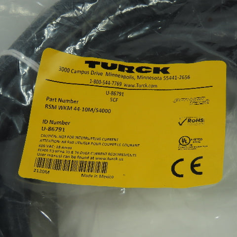 Turck Turck RSM WKM 44-10M/S4000 Ethernet Cable Straight Male To Straight Female