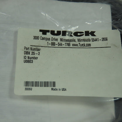 Turck DBK 25-6 U0803 Cordset Cable 25-pin D-sub Female Connector To Cut End