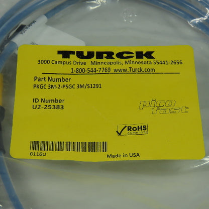 Turck PKGC 3M-2-PSGC 3M/S1291 Cordset Cable Straight Male To Straight Female