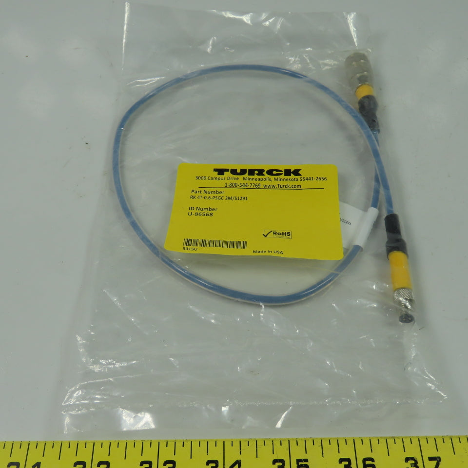 Turck RK 4T-0.6-PSGC 3M/S1291 Cordset Cable Straight Male To Straight Female