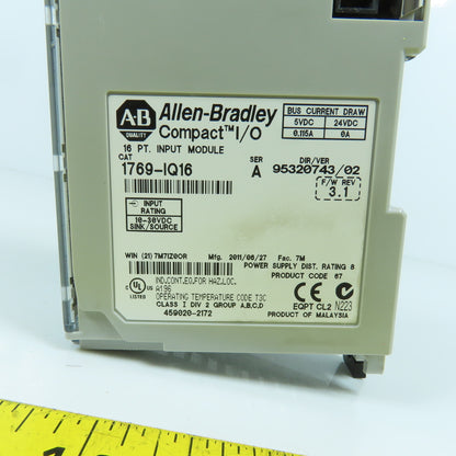 Allen Bradley 1769-IQ16 Ser A Compact I/O 16 PT. 24V DC Input Module F/W Rev 3.1