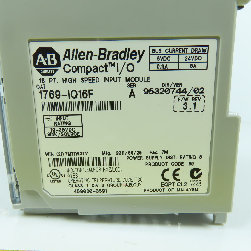 Allen Bradley 1769-IQ16F Ser A Compact I/O High Speed Input Module F/W Rev 3.1