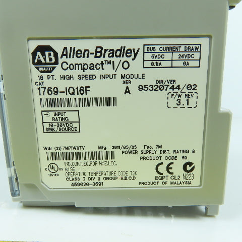 Allen Bradley 1769-IQ16F Ser A Compact I/O High Speed Input Module F/W Rev 3.1