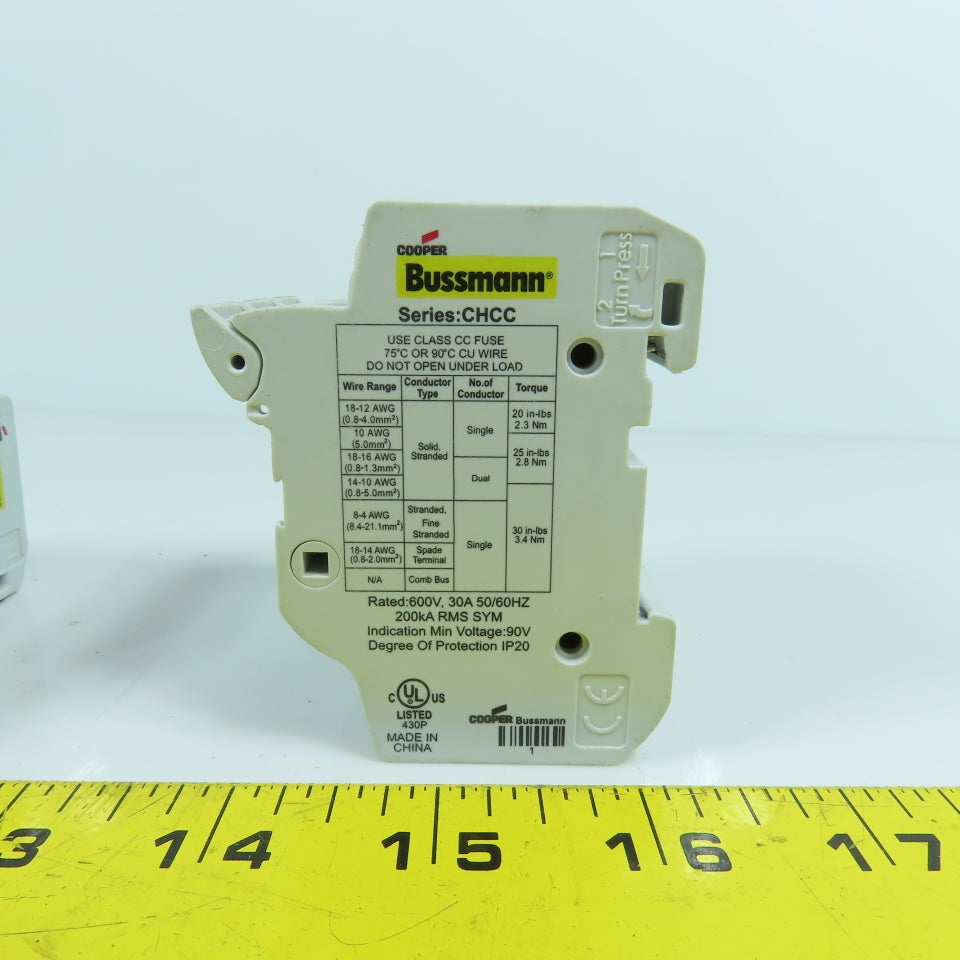 Cooper Bussmann CHCC 30A 600V Fuse Holder 3-Pole Lot Of 2