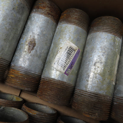 1-1/2" NPT x 5" L Galvanized Steel Pipe Nipple Lot Of 19